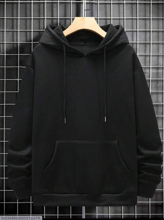 Men’s Fleece Plain Black Hoodie