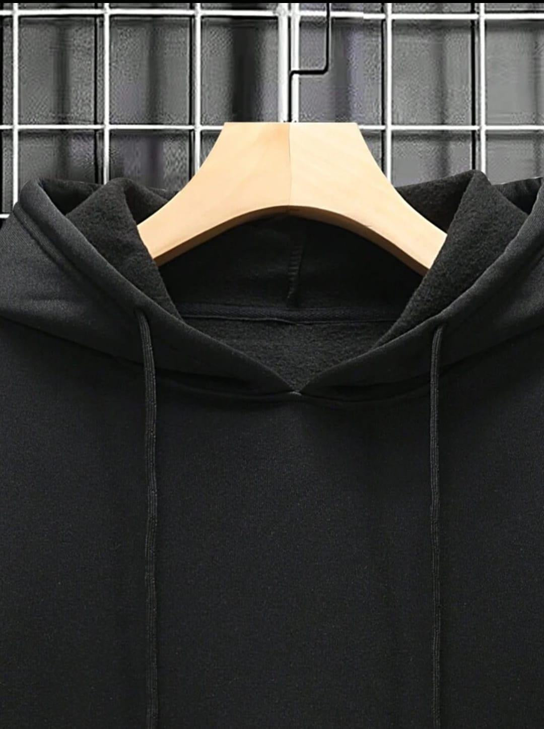 Men’s Fleece Plain Black Hoodie