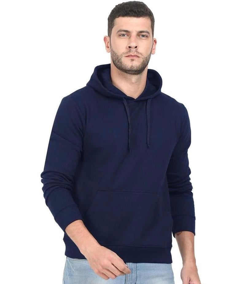 Men’s Fleece Plain Hoodie in Blue