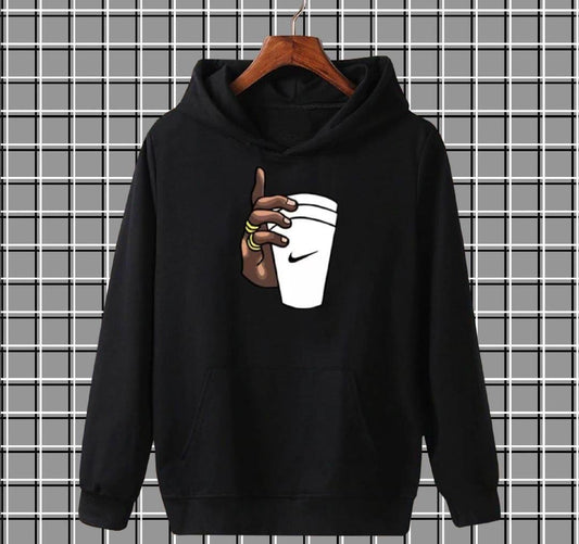 Black Stylish Hoodie in Polyester