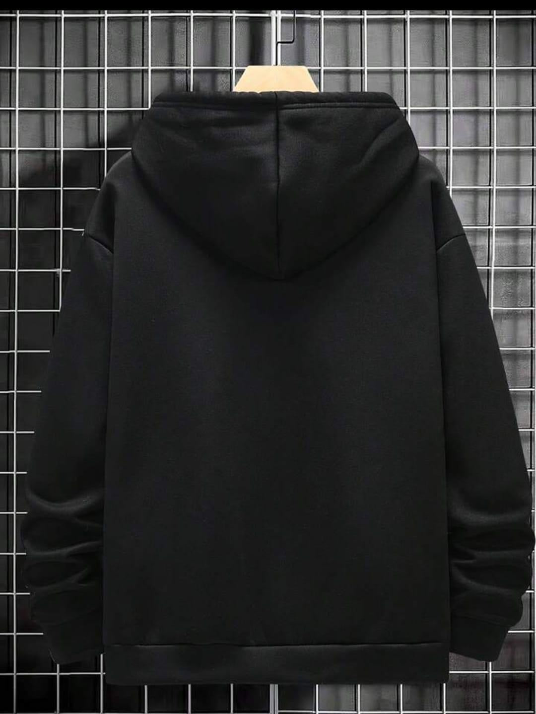 Men’s Fleece Plain Black Hoodie