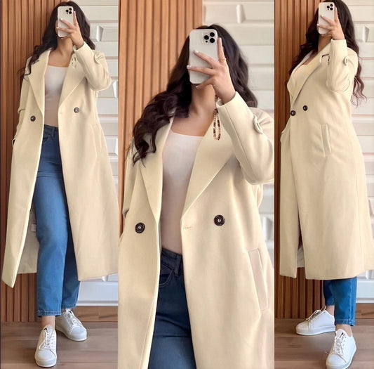 Women’s Fleece Plain Trench Coat